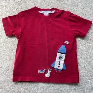 Janie & Jack Red T-shirt with Patriotic Puppies and Rocket